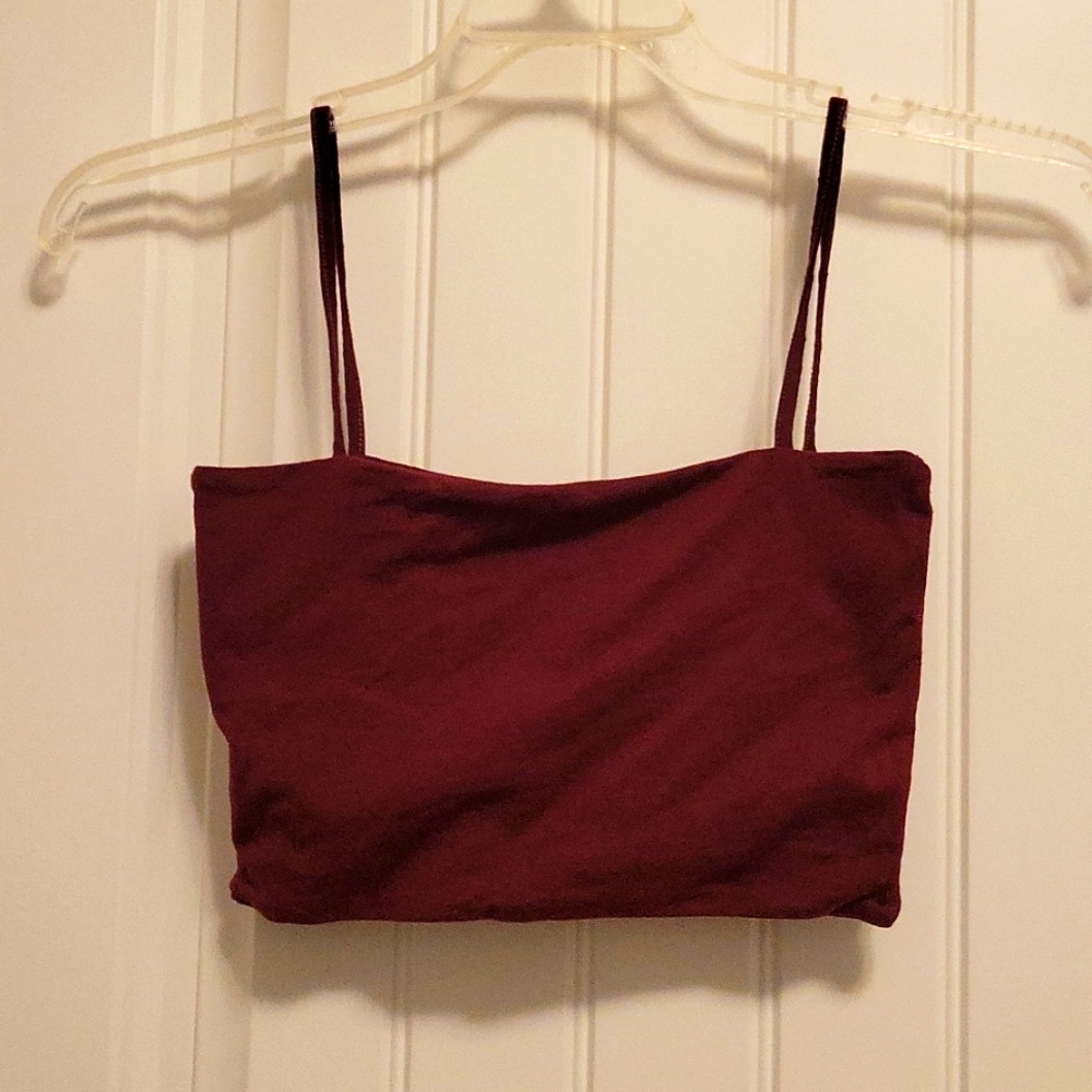 Berry Colored Straight Neck Crop Cami